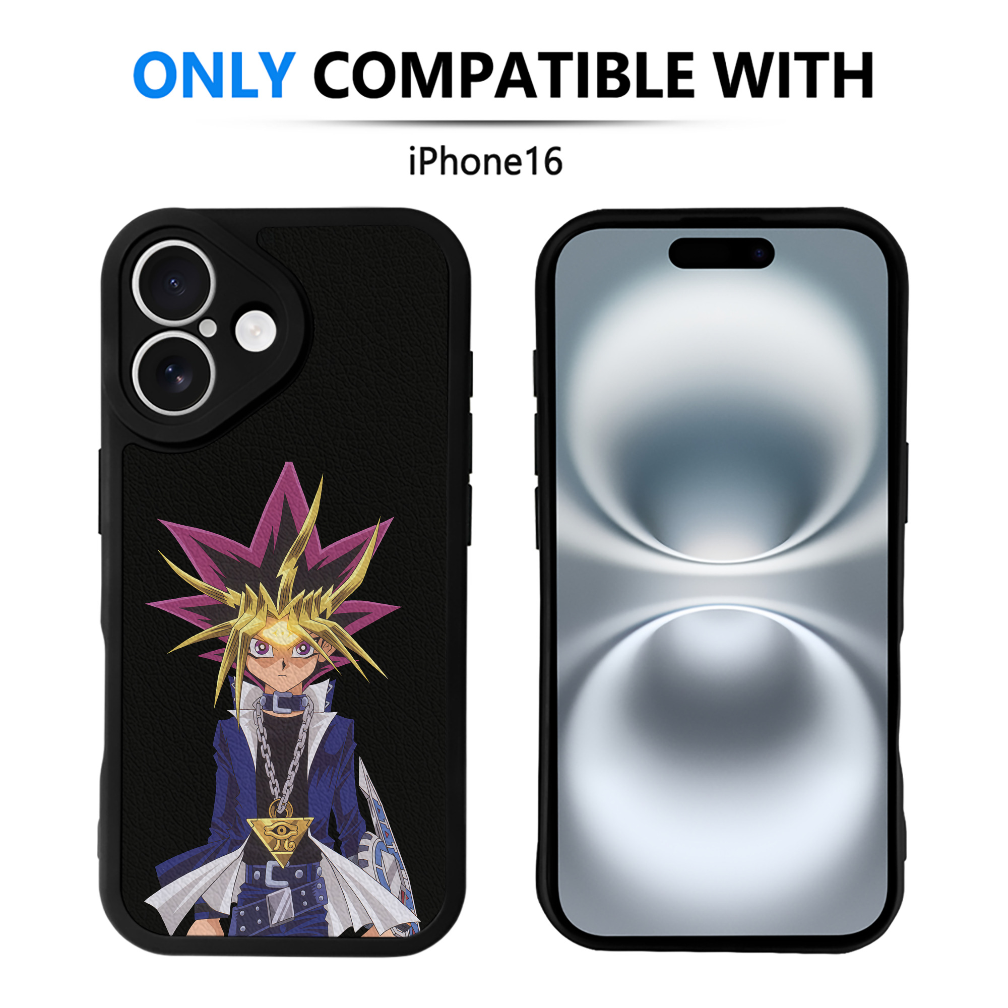 （画像用） 遊☆戯☆王 Yu-Gi-Oh! 【iPhone 16シリーズ対応】シリコンスマホケース（レザー調） 材質：シリコン